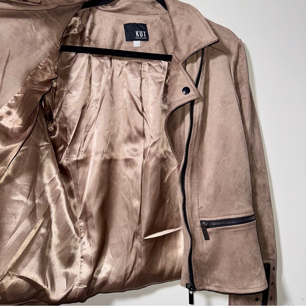 NWOT Faux Suede Women's Kut from the Kloth KFTK Moto Jacket - large - Picture 4 of 7